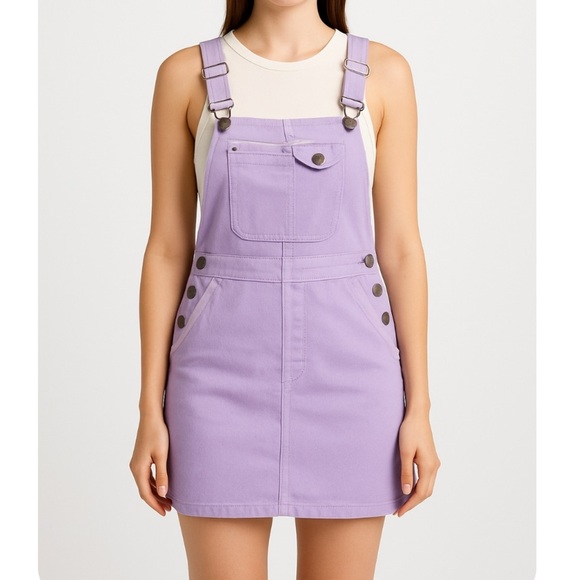 Asos//denim Curduroy pale purple overall dress romper multiple pockets SZ UK 4 - Picture 1 of 11